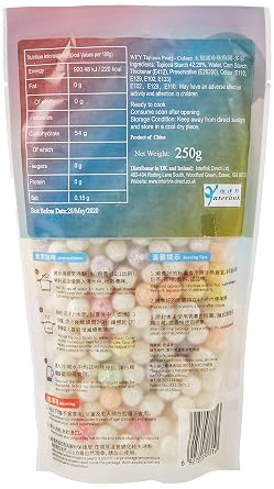 Wu Fu Yuan Colored Tapioca Pearls, 8.8 oz (250g) Quick-Cooking Boba for Bubble Tea, Desserts, Milk Tea & More Rainbow Tapioca Balls