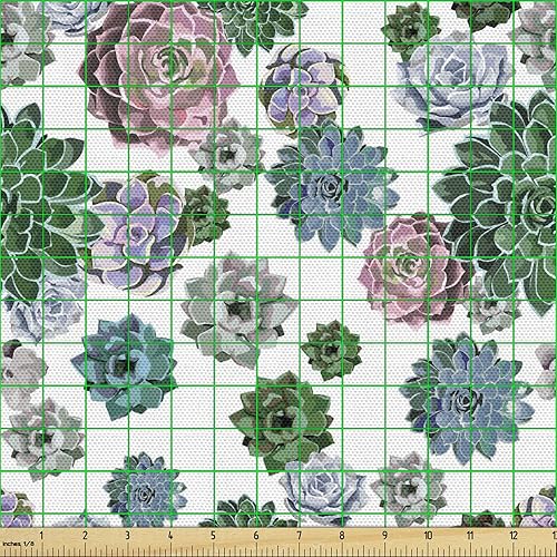 Vista 467 de Ambesonne Tela beige de The Yard, ilustración contemporánea de animales marinos en estilo retro, arte de caballito de mar de cangrejo de pulpo, tela