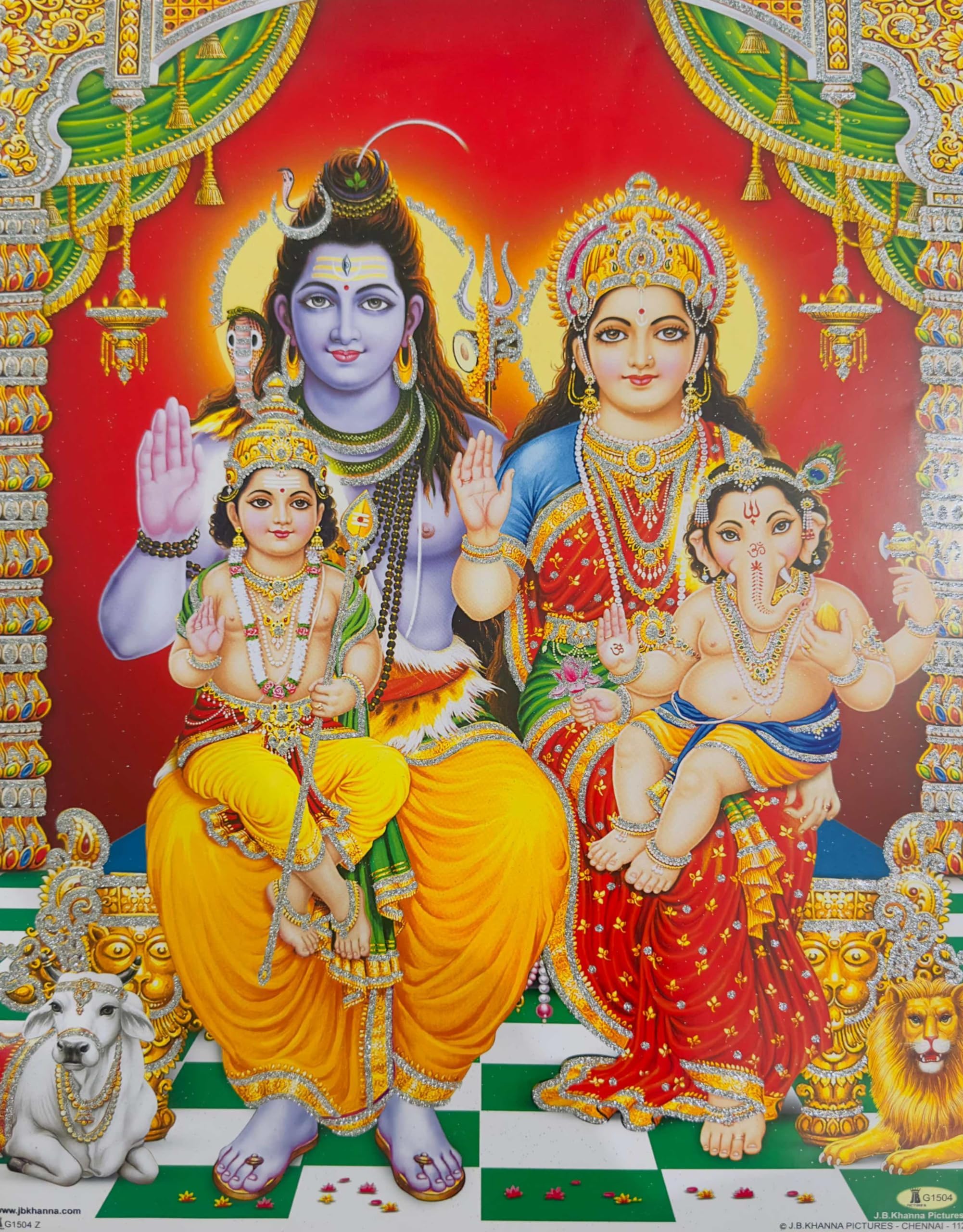 Indian God Shiva Shiv parivar Neel Kanth Mahadev shiv parvati Om Namah Shivay Shiv Shankar Shiv Parivar Poster Multicolor