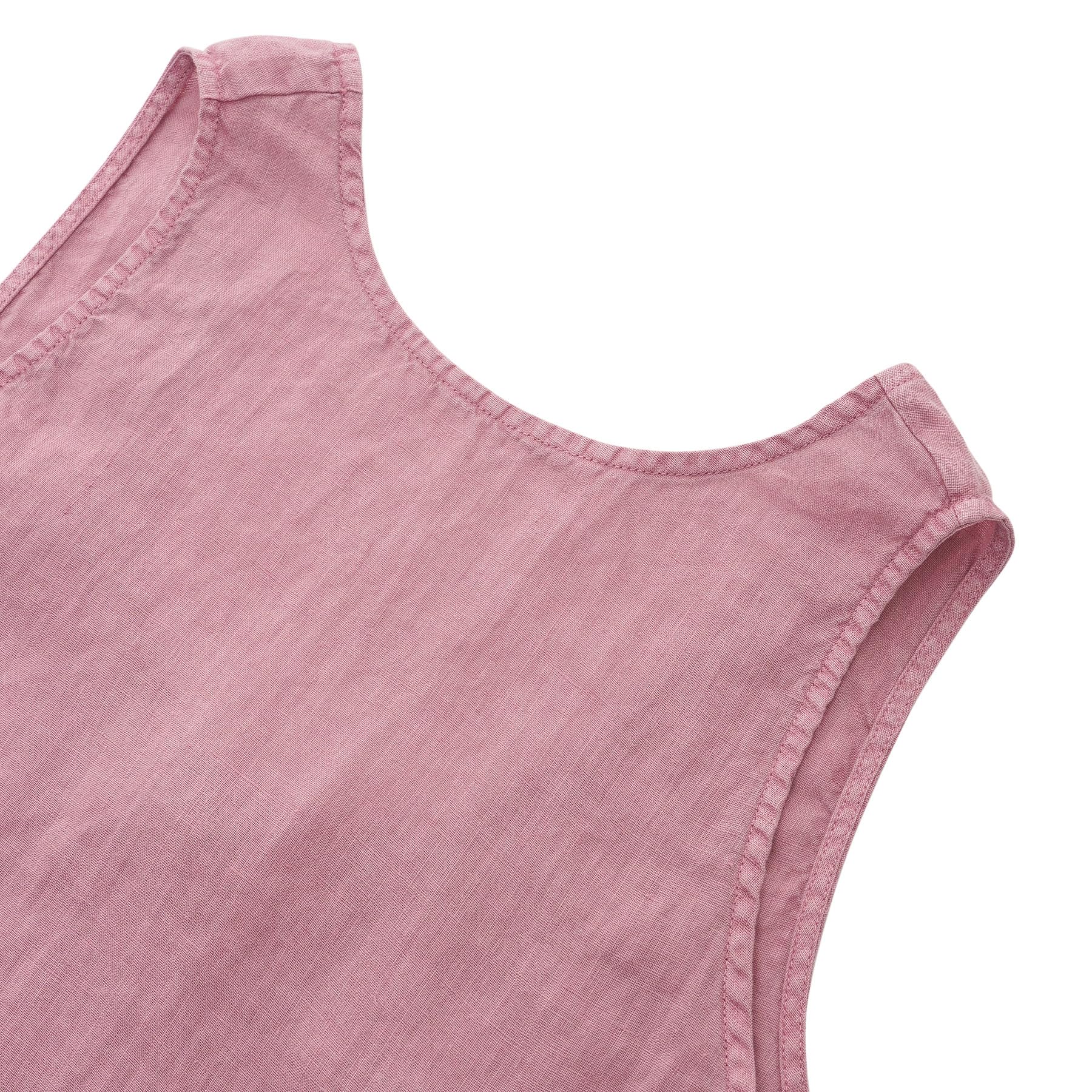 Amazhiyu Camicetta da donna in 100% lino, casual, estiva, senza maniche, scollo rotondo, tinta vegetale, per taglie S-XL