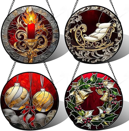 Miniatura 24 de Colgador de vidrieras para colgar en la ventana, al atardecer, montañas, lago, árbol, para ventana, decoración del hogar, paisaje, día de la madre,