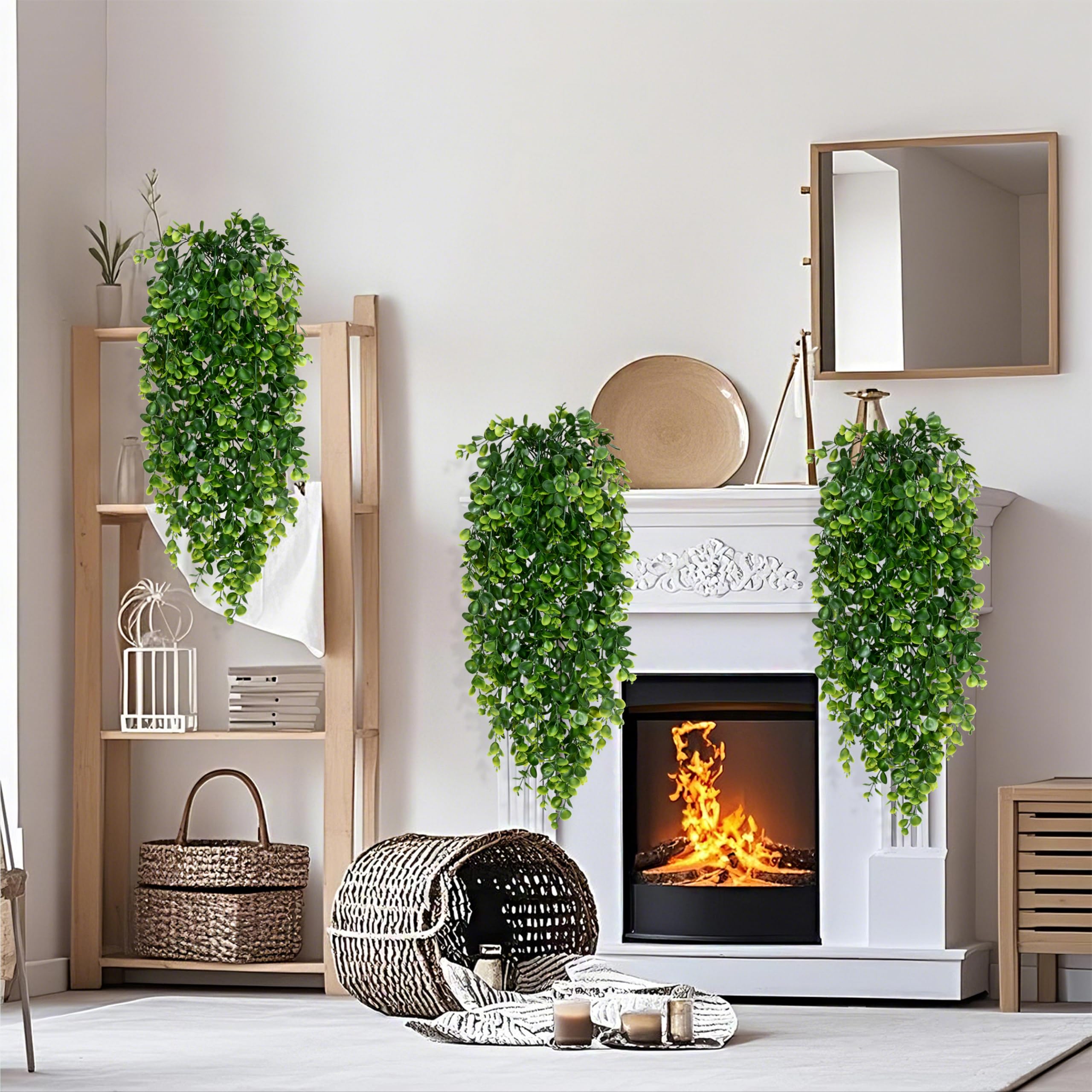 Snapklik.com : 4Pcs Fake Hanging Plants 2.7ft Fake Plants Eucalyptus ...