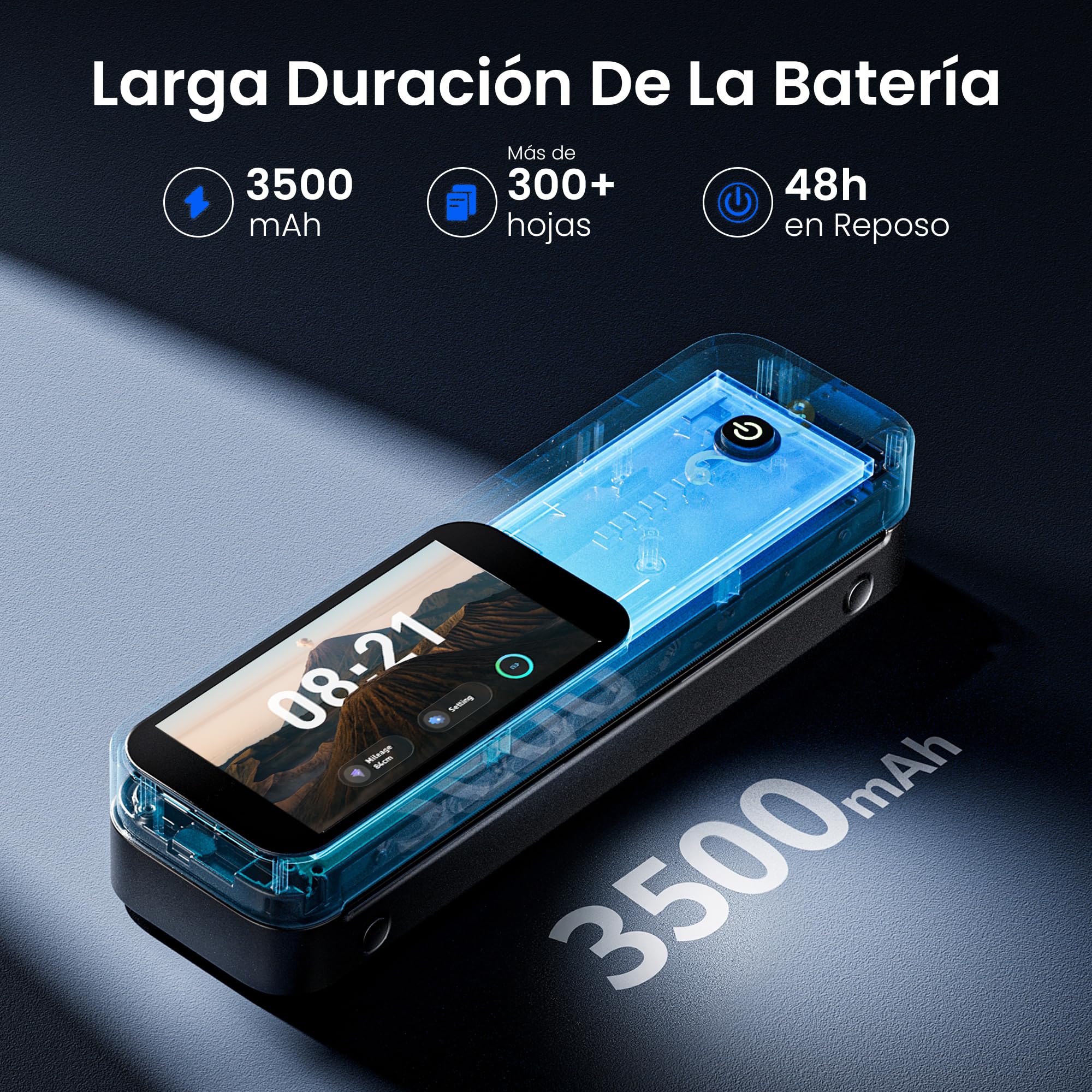 Phomemo Impresoras Termica A4 Kit, Pantalla Grande Reconocimiento de Papel | con Maletín de Transporte y 4 Rollos de Papel Térmico Impresoras de 300 dpi Compatible con iOS y Android, Teléfono y Portátil