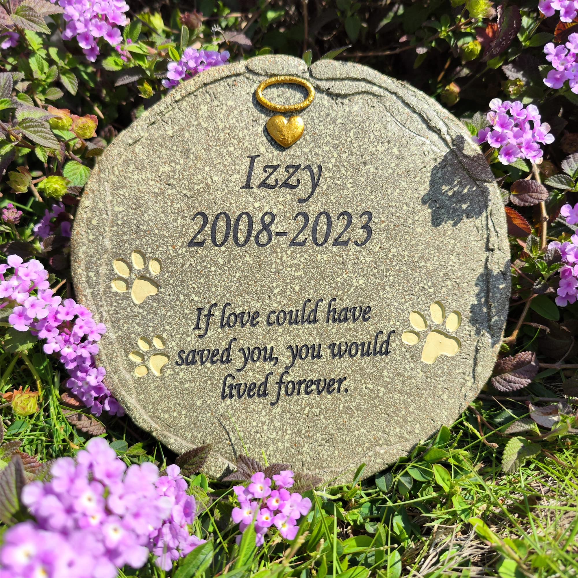 somiss Personalized Pet Dog Memorial Stones Plaques, Round Shaped Grave Markers Headstones Garden Stones Engraved with Name Dates and Quote for Pet Dog Sympathy Memorial Gifts Loss Gifts Outdoors