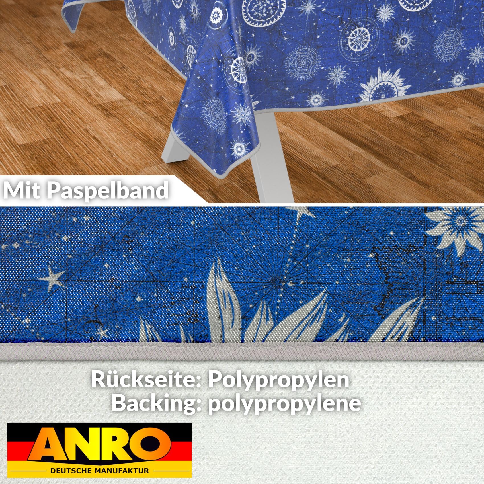 Mantel de hule lavable, para jardín, exterior e interior, 220 x 140 cm, con dobladillo astrología