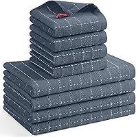 Vista 55 de Mordimy - Paños de cocina de 100% algodón de rizo, paños de cocina suaves y absorbentes a cuadros, trapos para lavar platos de secado rápido, Negro