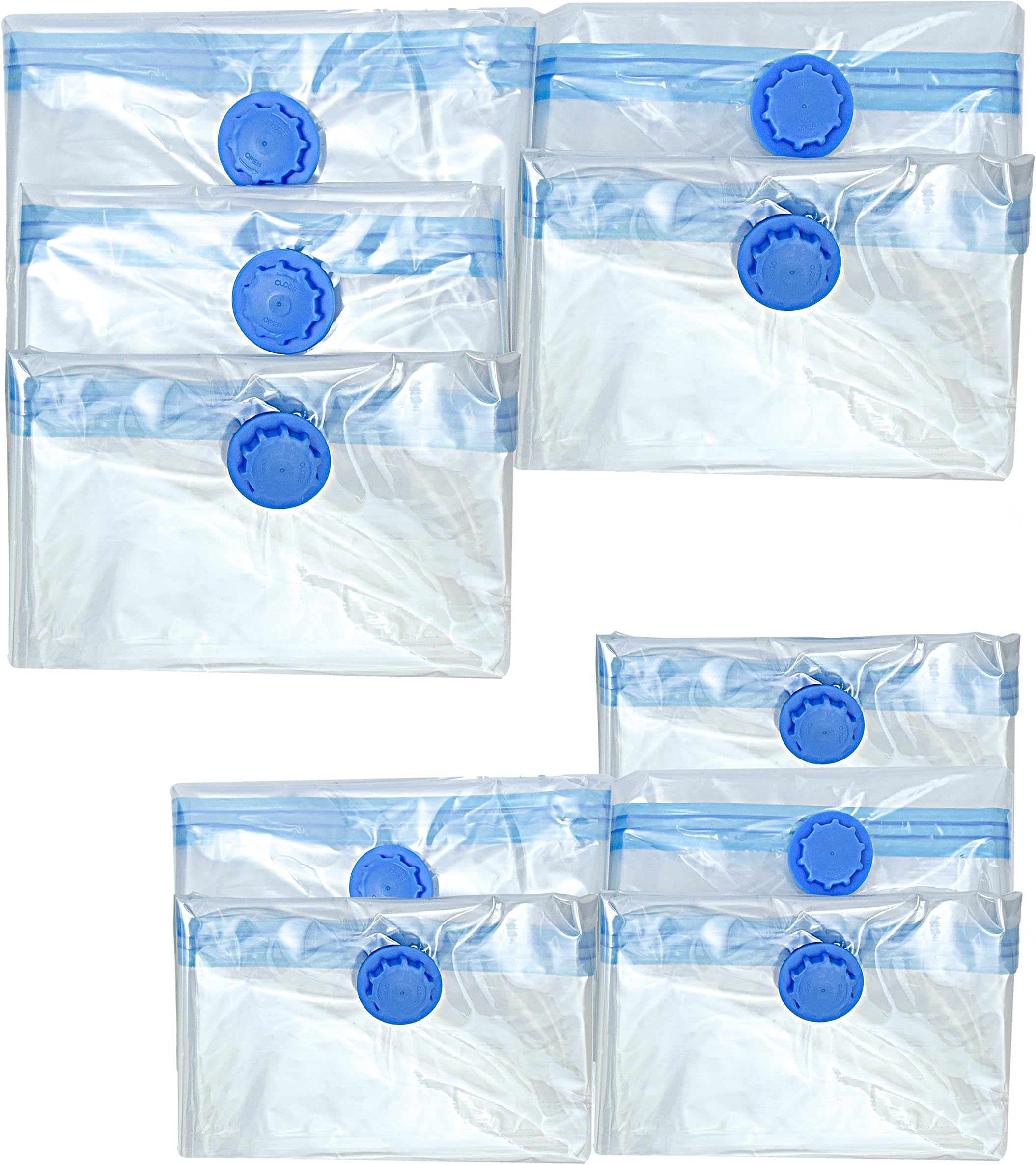 iLP 10-part set of vacuum storage bags 90 x 130 cm (35,43 '' x 51,18 '') and 60 x 80 cm (23,62 '' x 31,50 '' ) for clothing, wardrobe and textiles