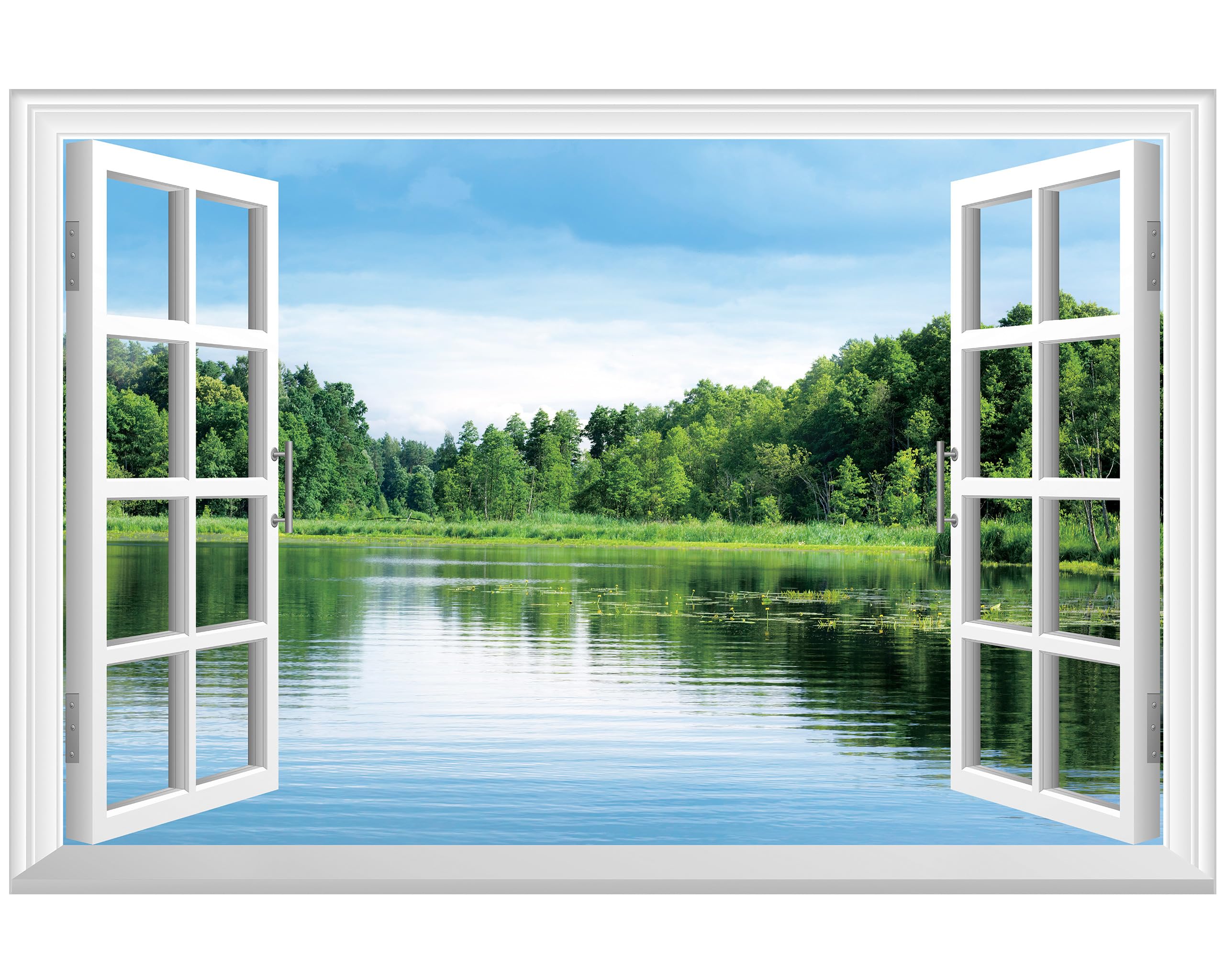 FLFK Fake Window Wall Sticker - Landscape Faux Window Wall Mural for Wall Decor, Stick and Peel Wall Decals,48"x32",Set of 2 Sheets — view 27