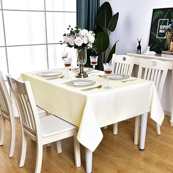 Cream Rectangle Tablecloth Waterproof Table Cloth, 60 x 102 inch
