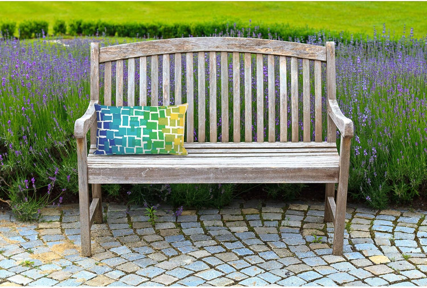 Liora Manne Visions II Ombre Tile Indoor/Outdoor Pillow, 12"X20", Blue