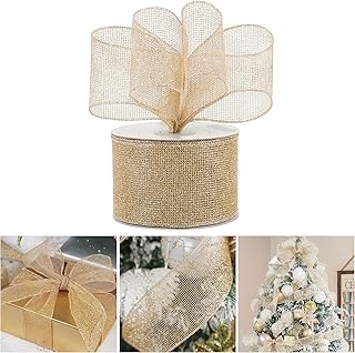 AIMUDI ローズゴールド クリスマスリボン 有線 2.5インチ ピンクメッシュ 有線リボン クリスマスツリー、リース、ギフトラッピング、ホームデコレーション、クラフト、トッパーボウ用 - 25ヤード