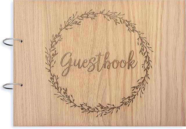 Wedding Guest book | wooden rustic guestbook | for party weddings reception | blank 30 pages | 60 sides