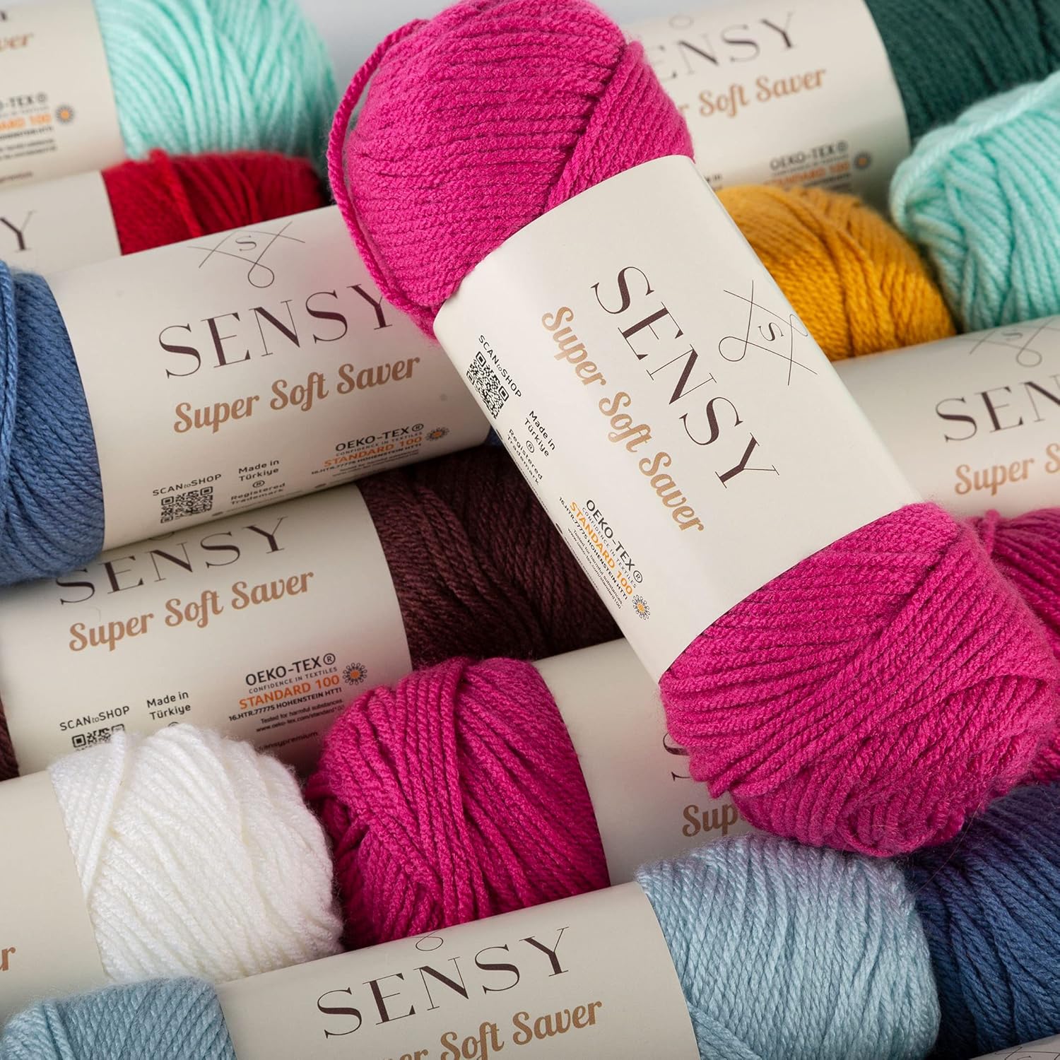5 Skeins of Sensy Super Soft Saver Yarn, 3.5 oz, 190 Yards, Gauge 4 Medium (Cinnamon)