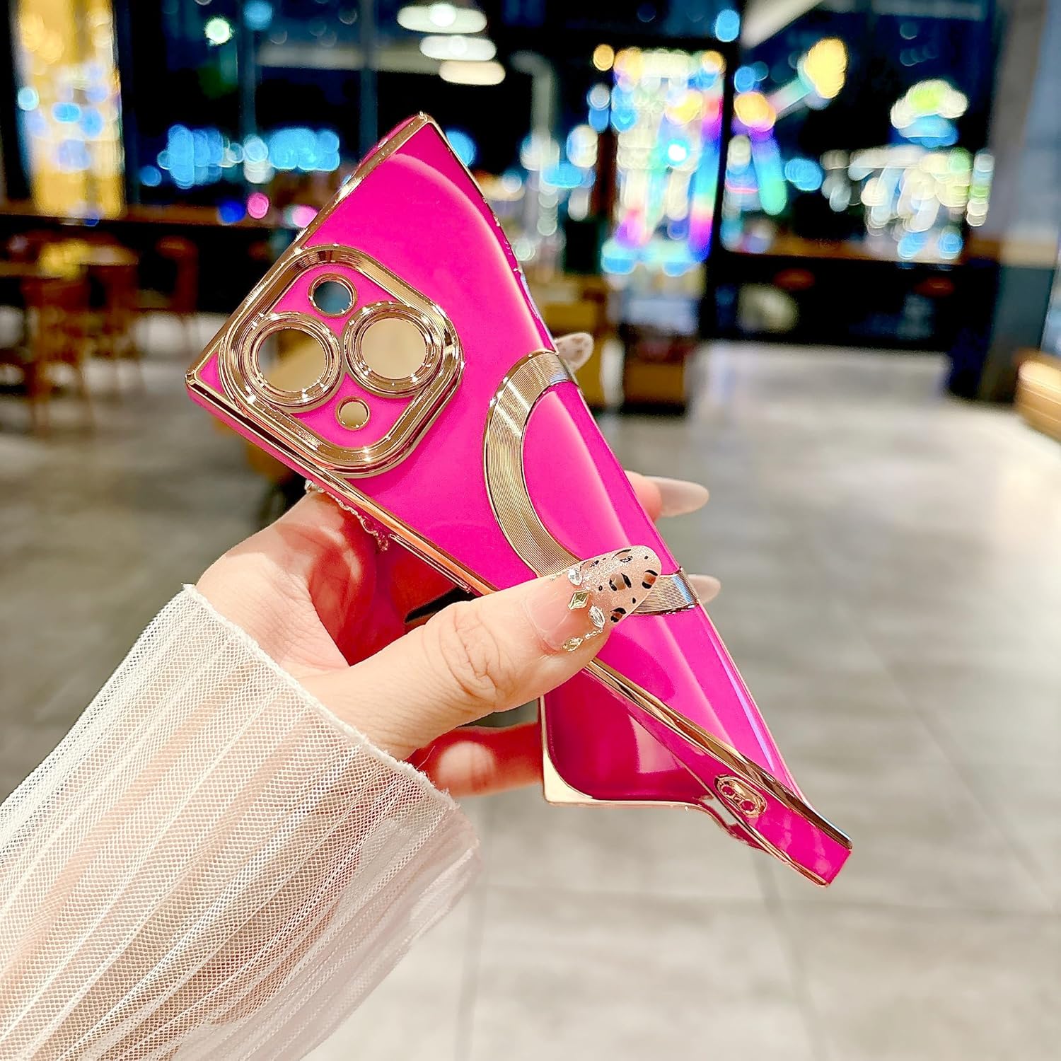 Owncase Magnetic for iPhone 15 Case, (Compatible with MagSafe) (Full Camera Lens Protection) (Reinforced Corners) Shockproof Soft TPU Electroplate Edge Bumper Case for Women, Hot Pink - Image 6