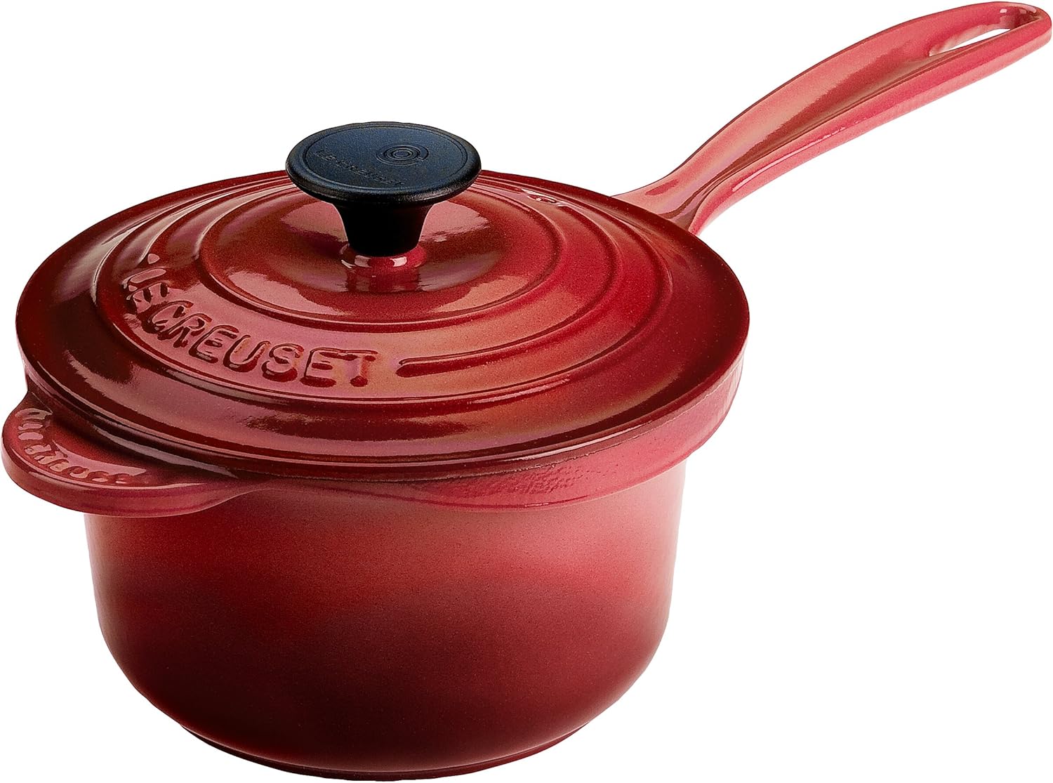 Le Creuset Enameled Cast-Iron 1-1/4-Quart Iron Handle Precision Pour Saucepan, Cherry