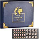 Coin Collection Supplies Holder Book for Collectors, 300 Pockets Coin Collection Organizer Storage Box Case Album for 20/25/ 27/30/ 38mm Coins- Blue