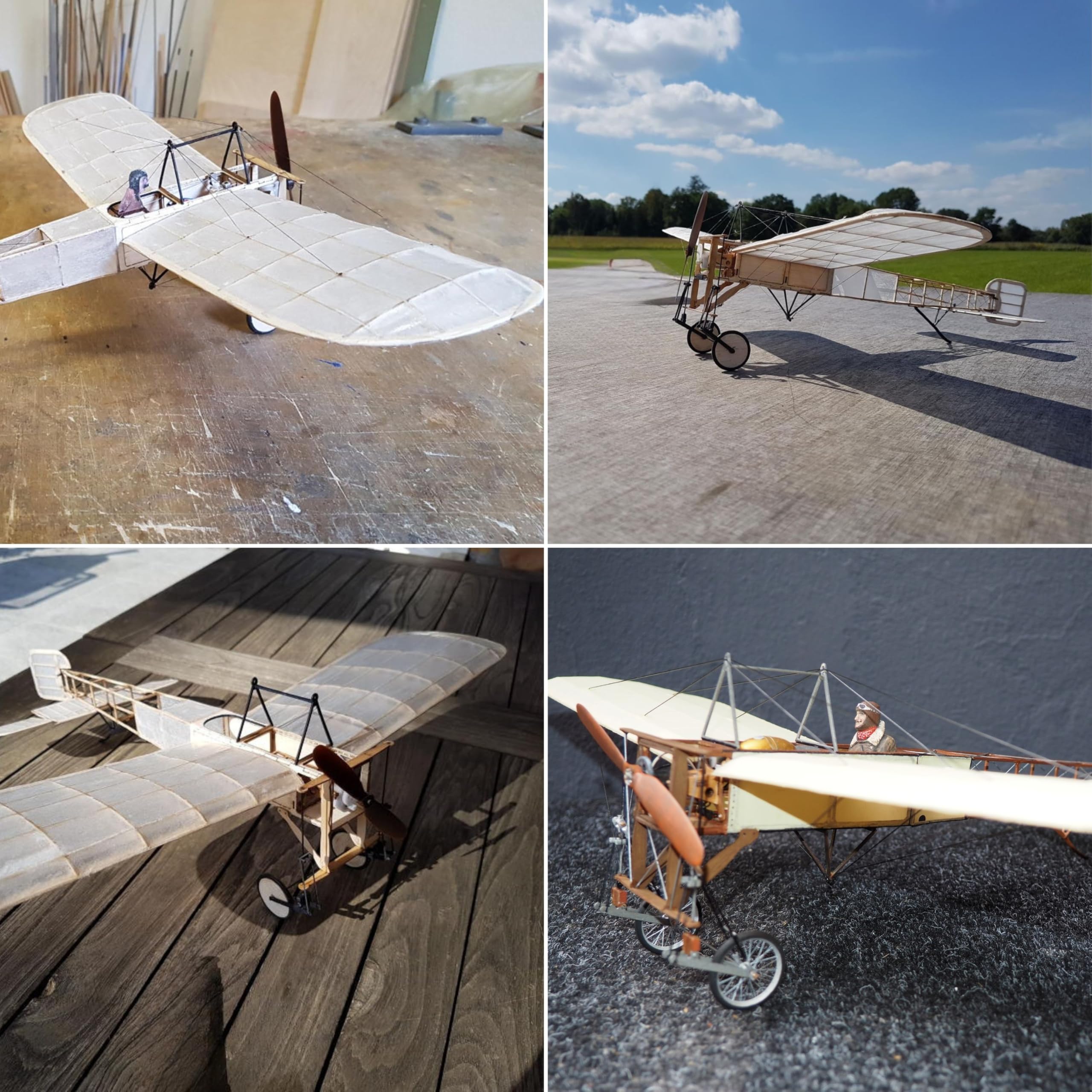 Blériot XI Slow Flyer Modellflugzeug Kit, Maßstab 1:20, 420 mm Spannweite, RC Flugzeugmodell Baukasten, Modell Flugzeug zum selbst Bauen, gelaserte Balsa Holz Bauteile, 420 x 370 x 130 mm, 30 g RTF