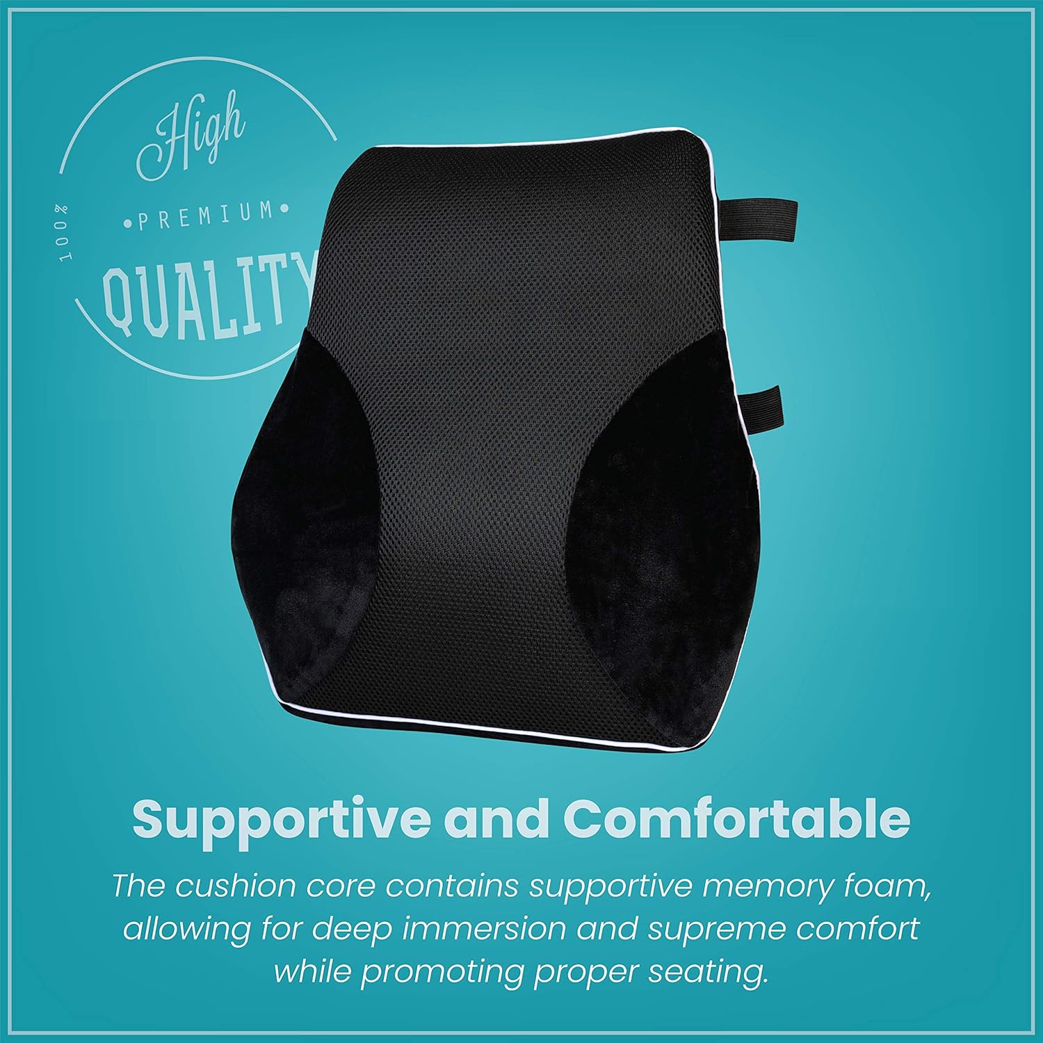 Black Friday - 80% OFF Healthy Spirit Full Lumbar Back Support | Memory Foam Full Size Back Cushion Lumbar Support for Office Chair Car, Black, 1 Count