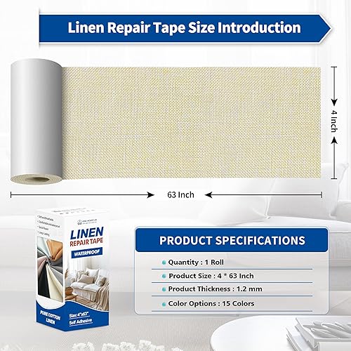Vista 372 de Parches de reparación de lino grueso, parches de tela de lino autoadhesivos, 8 x 11 pulgadas, 2 unidades, multicolor, se pueden utilizar