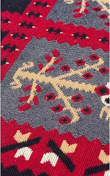 Arya Ar 28 Red Yıkanabilir Çift Taraflı Modern Desenli Dokuma Kilim, Kırmızı, 120 x 180