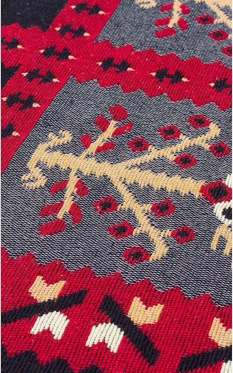 Arya Ar 28 Red Yıkanabilir Çift Taraflı Modern Desenli Dokuma Kilim, Kırmızı, 120 x 180