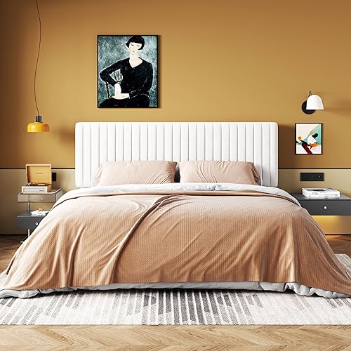 Miniatura 41 de HOOMIC Base de cama de plataforma de tamaño matrimonial, cama tapizada de terciopelo moderno con cabecera capitoné de canal vertical ajustable,