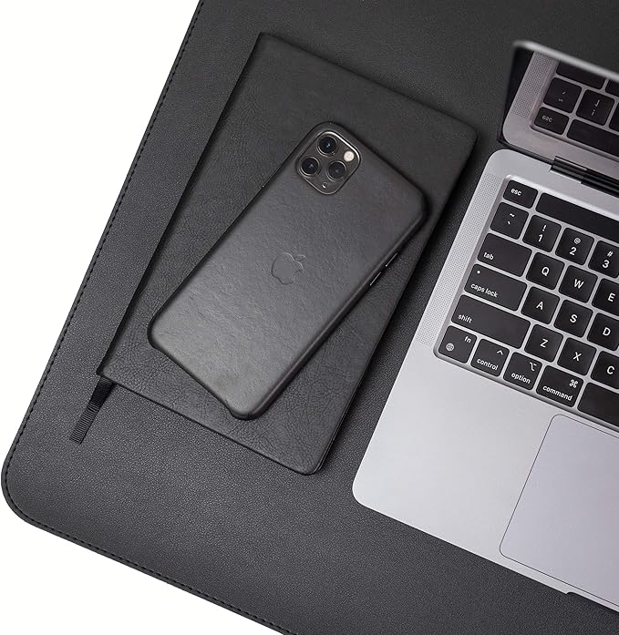 Alfombrilla de Escritorio de Cuero Sintético 24" x 17", Negra miniatura 2