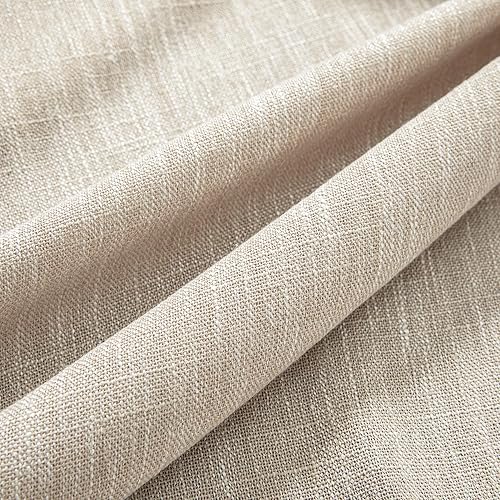 Miniatura 8 de MYSKY HOME Cortinas de algodón para sala de estar, casa de campo, semitraslúcidas, filtrante de luz para ventanas, textura de aspecto de lino,