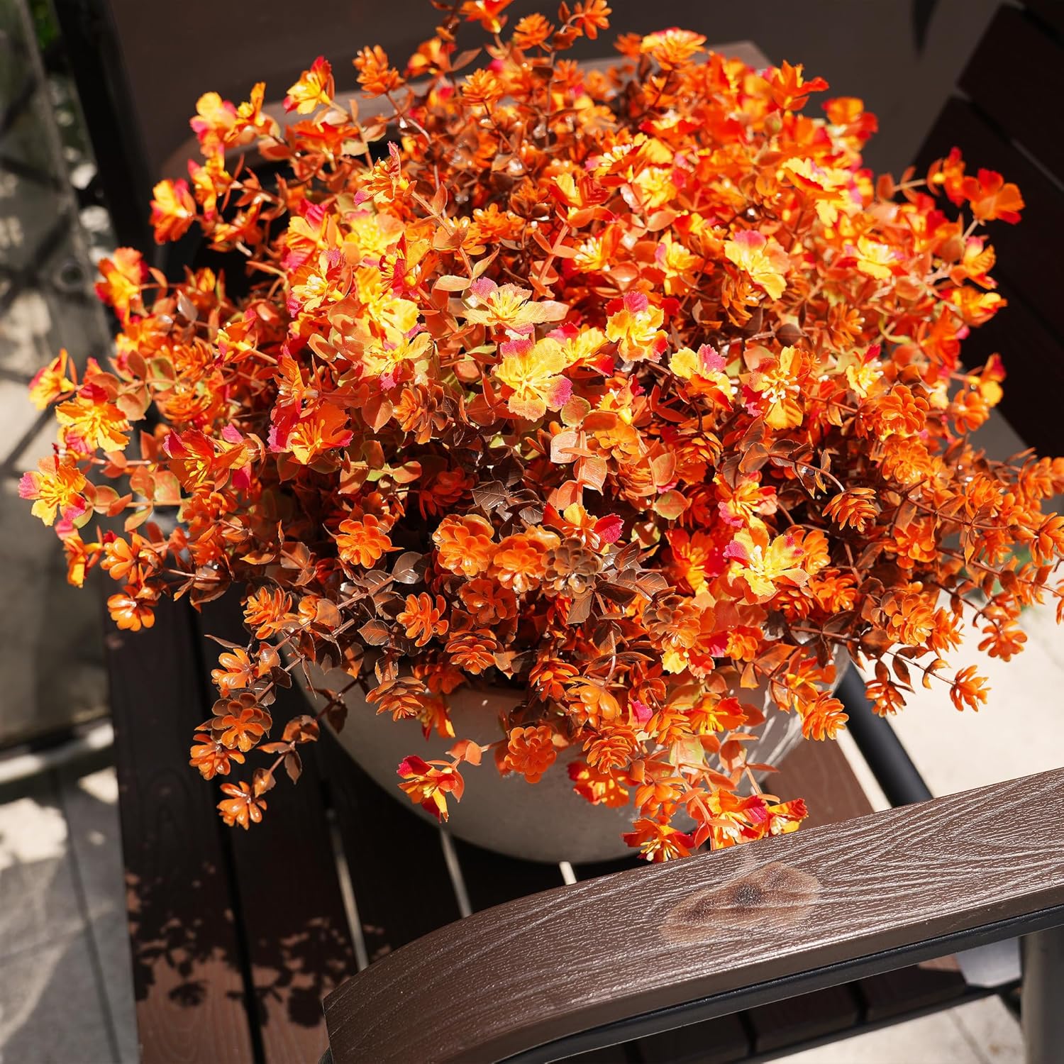 Artificial Fall Flowers for Outdoor, UV Resistant Fake Silk Flowers, Realistic Faux Plants for Outside Indoor Porch Patio Window Box Planter Home Decor(20 Bundles)
