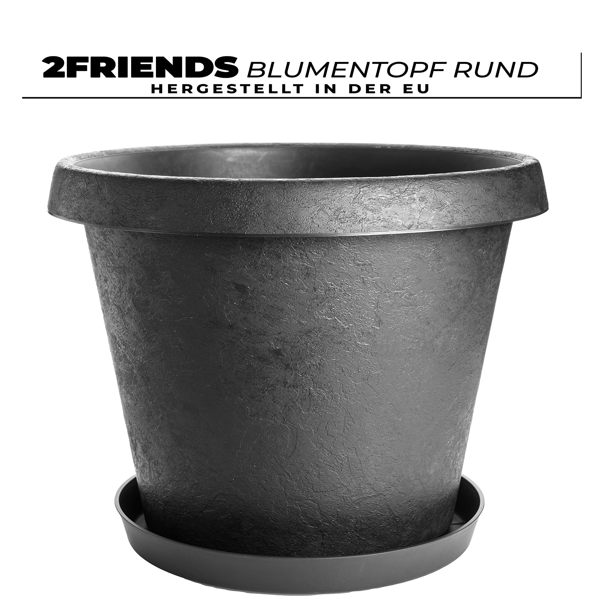 2friends Pflanzkübel 40 Cm – Rund, Frostsicher, Mit Untersetzer, Terracotta-Optik, Made In Germany