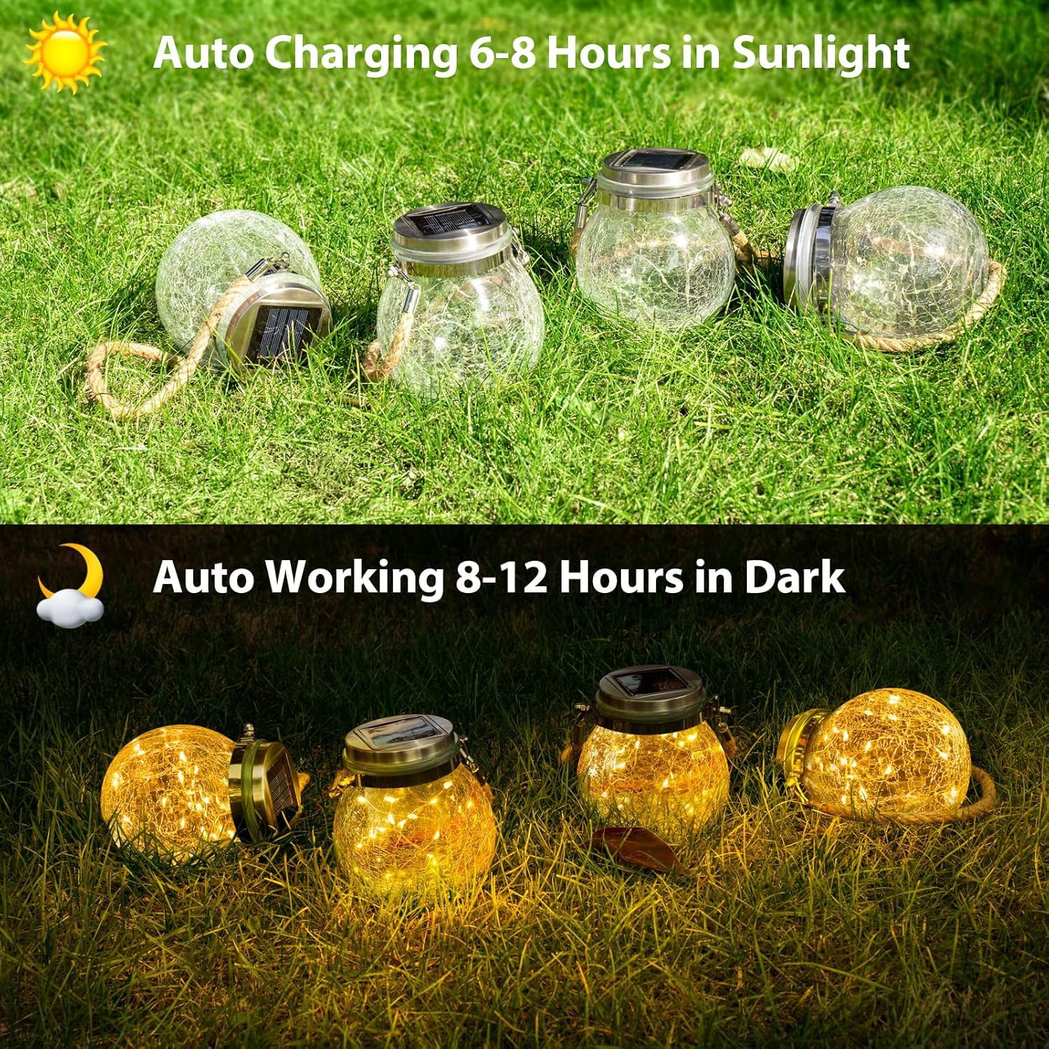 YZYOE LED Solar Wishing Bottle Lights,Outdoor Courtyard Decoration Glass Bottle Warm Light Pendant lamp Wireless Dusk to Dawn Waterproof Garden Road Landscape lamp - Image 2