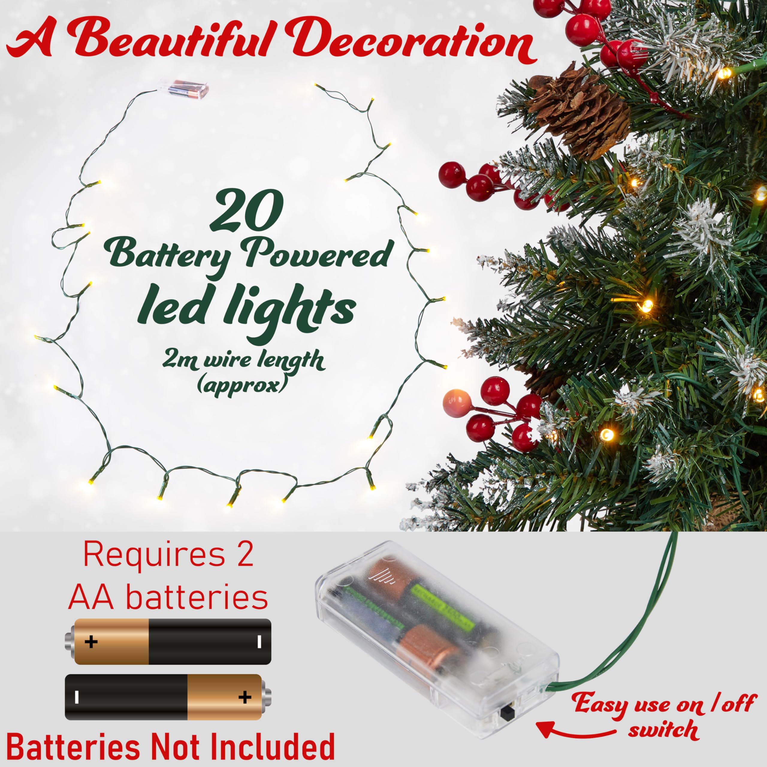 Get Trend Albero di Natale con Luci Incorporate, 50 cm Alberi di Natale Piccoli LED a Stringa e Punte Smerigliate, Decorazioni Natalizie per Tavolo e Ufficio (Verde)