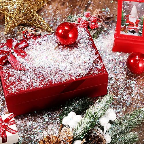 Miniatura 10 de Kasyat Decoración de manualidades falsas de nieve con centelleantes de Navidad, relleno de polvo de nieve artificial para suministros de decoración