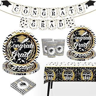 KatchOn, Congrats Grad Plates and Napkins - Set of 25 | Graduation Plates and Napkins 2023, Cups and 2023 Graduation Tablecloth | Graduation Table Decorations 2023 | Graduation Party Supplies 2023