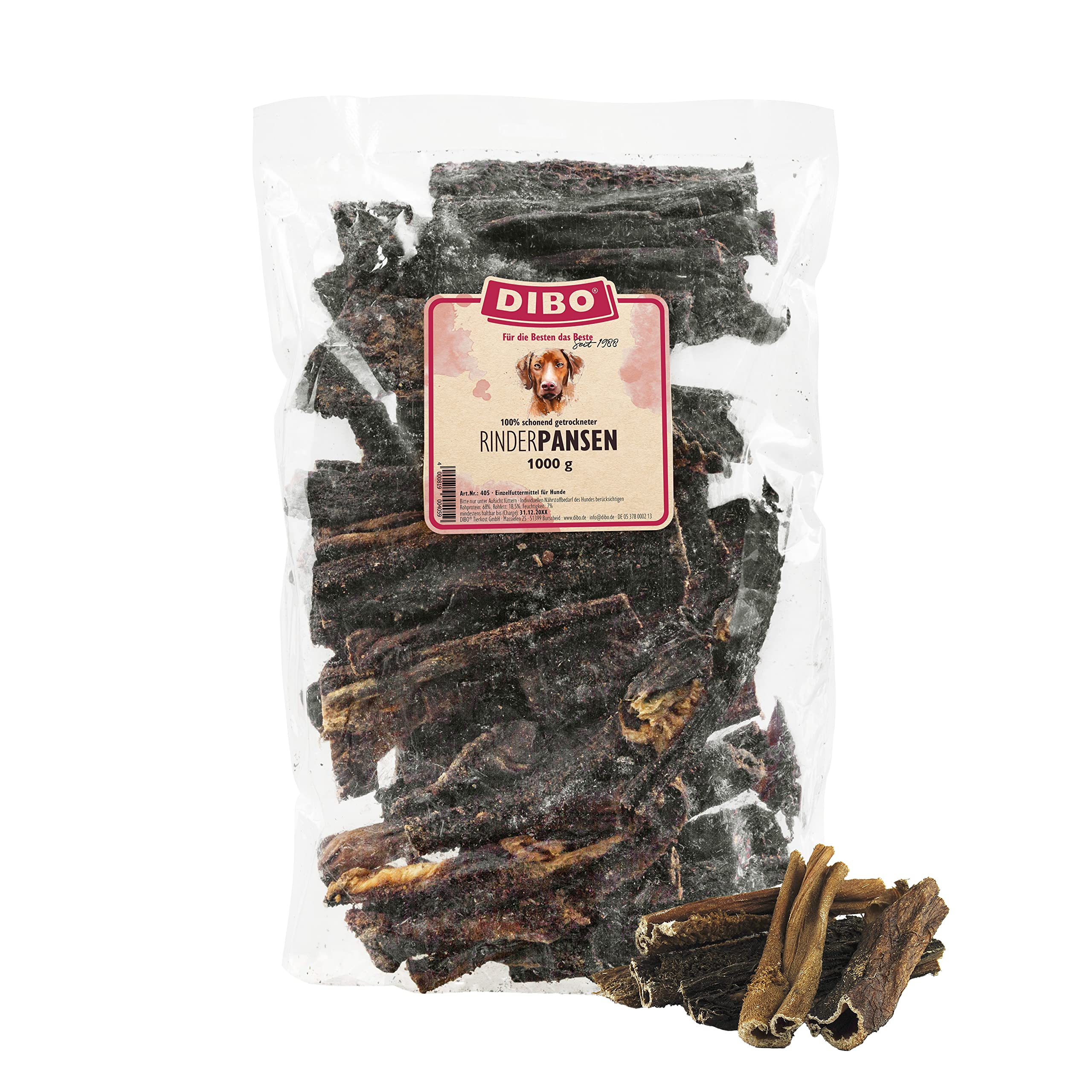 DIBO Rumano de Vacuno, 1000 g, el pequeño Aperitivo Natural o golosina para morder, Comida para Perros, artículo masticable de Calidad sin Productos químicos