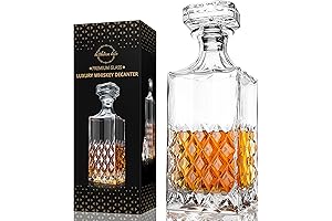 Premium LIGHTEN LIFE Whiskey Decanter Set | 29oz Crystal Whiskey Decanter with...