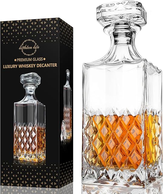 Lighten Life Whiskey Decanter,849ml Non-Lead Decanter with Stopper in Gift Box,Crystal Scotch Decanter,Premium Bourbon Decanter,Liquor Decanter for Whiskey,Bourbon,Whiskey Carafe for Any Occasions