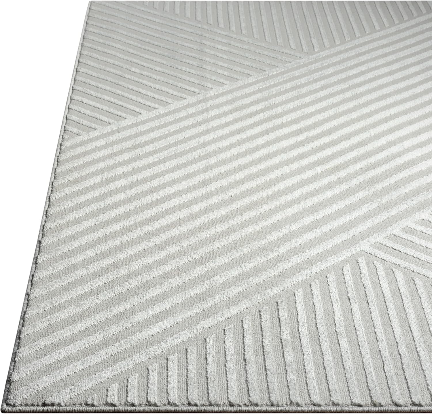 Abani Neutral Grey Area Rug 2' x 3' for Living Room, Bedroom - Criss Cross Line Zen Reiki Pattern - Durable & Easy to Clean