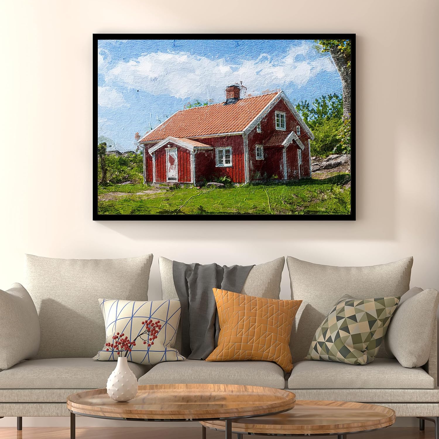 Awesometik Portrait Painting From Photo Personalized Gift Wall Art Digital Print On Canvas (House)
