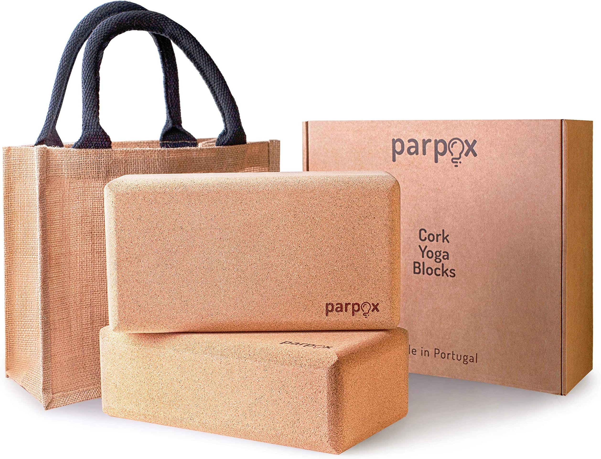 Premium Cork Yoga Block Set | 100% Natural & Sustainable Cork Material | Includes Storage & Carrying Bag | Perfect As A Stretching Aid, Pilates & For All Types Of Yoga | Pack of 2