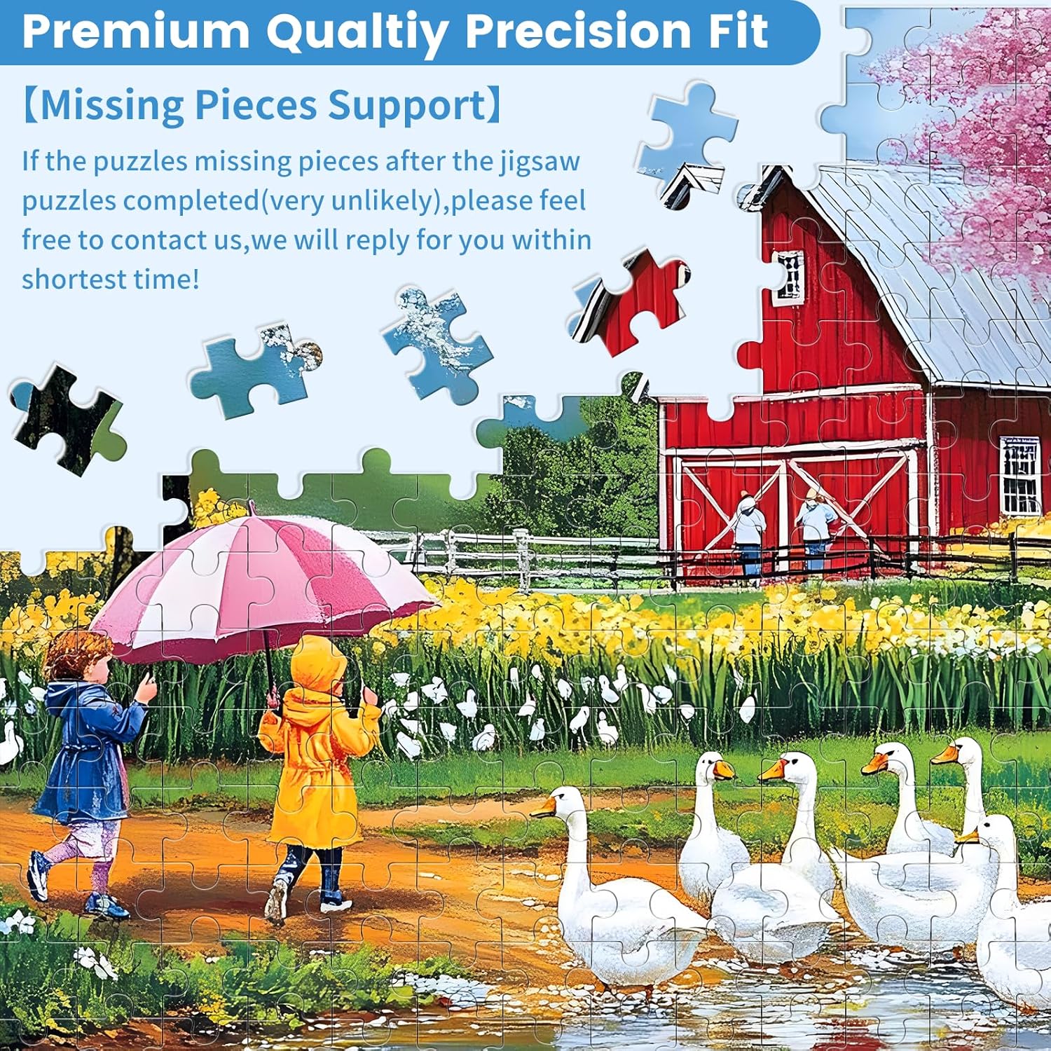 500 Pieces Jigsaw Puzzles for Adults, Farm Animal Puzzle for Adults Seniors, Playing on Rainy Puzzle 500 Pieces, Gift for Birthday, Home Decor (20.5 * 15 in)