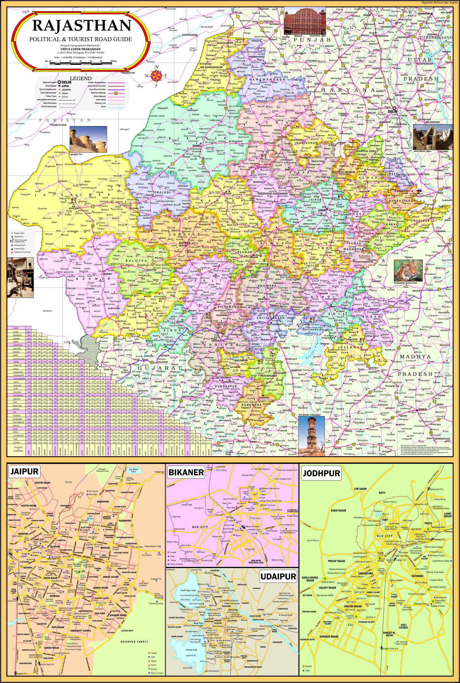 Rajasthan Map | Laminated | 70 x 100 cm | Updated With 41 districts-image-21