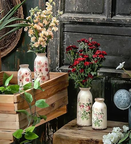 Miniatura 6 de Florero rústico de cerámica, florero envejecido para decoración del hogar, decoración de estante ideal, jarrón bohemio para sala de estar,