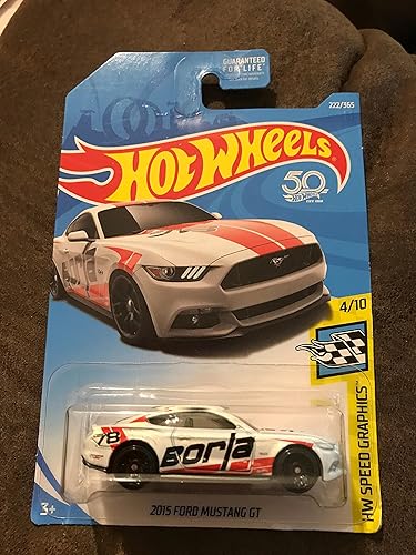 Hot Wheels 201850aniversario HW velocidad gráficos 2015Ford Mustang GT 222365, color blanco