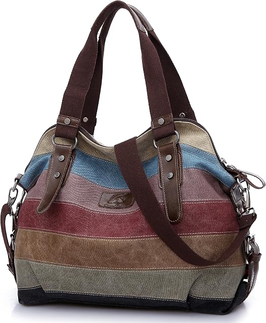 HASAGEI Women's Canvas Multi-Color Hobos Shoulder Cross Body Bag Tote Shopping Handbag Ladies Casual Chic Bags