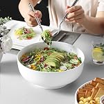 MALACASA Salad Des bols, 114 OZ(10") Ensemble de grands bols de service 2, Plats de mélange de porcelaine blanche pour la cuisine, bols de service pour salade, soupe, pâtes et dîner, grand bol pour entrer, Series Régulière