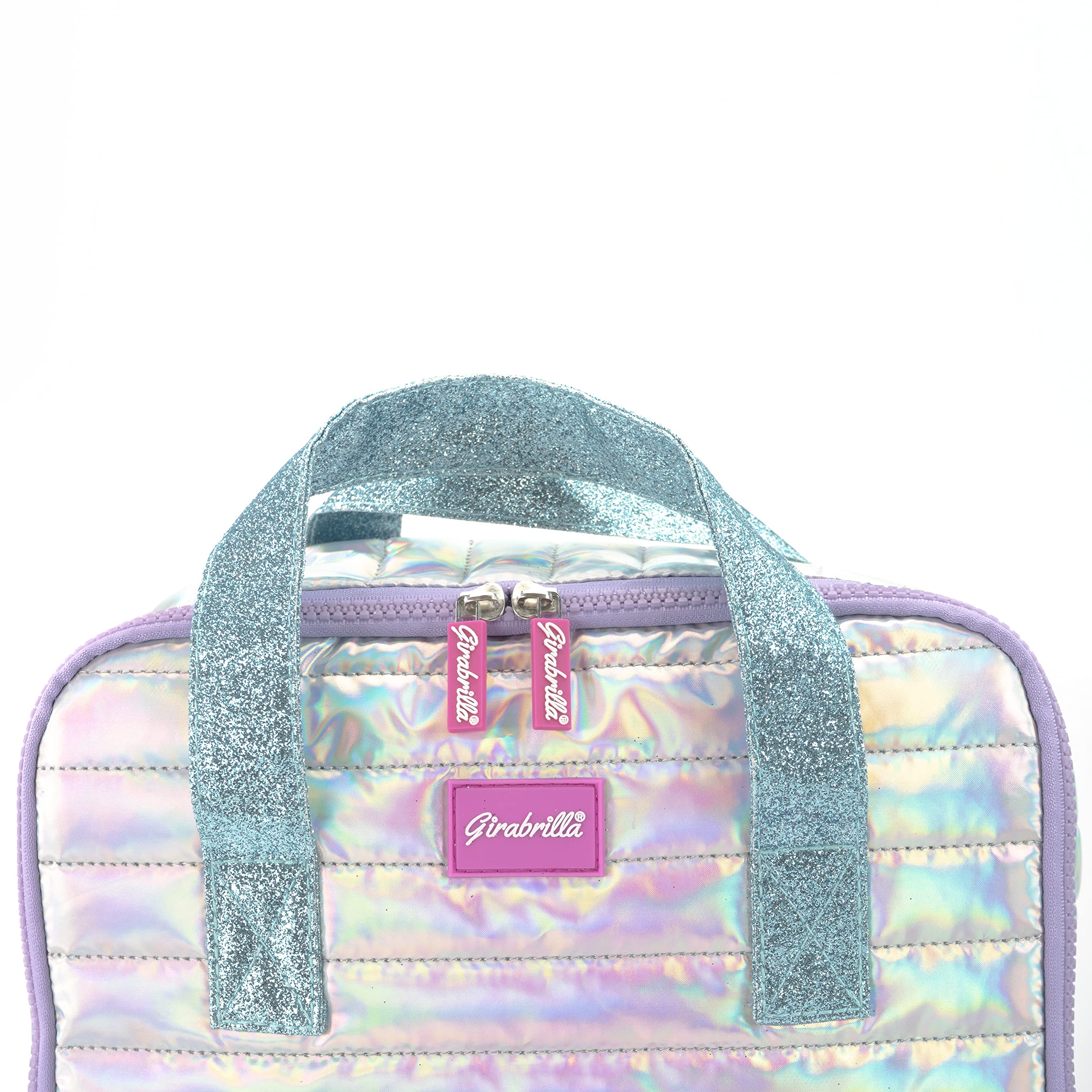 Girabrilla Nice Group Zaino da Scuola Puffer Glam per Bambine, con Tasche in Paillettes Reversibili e Colore Rosa