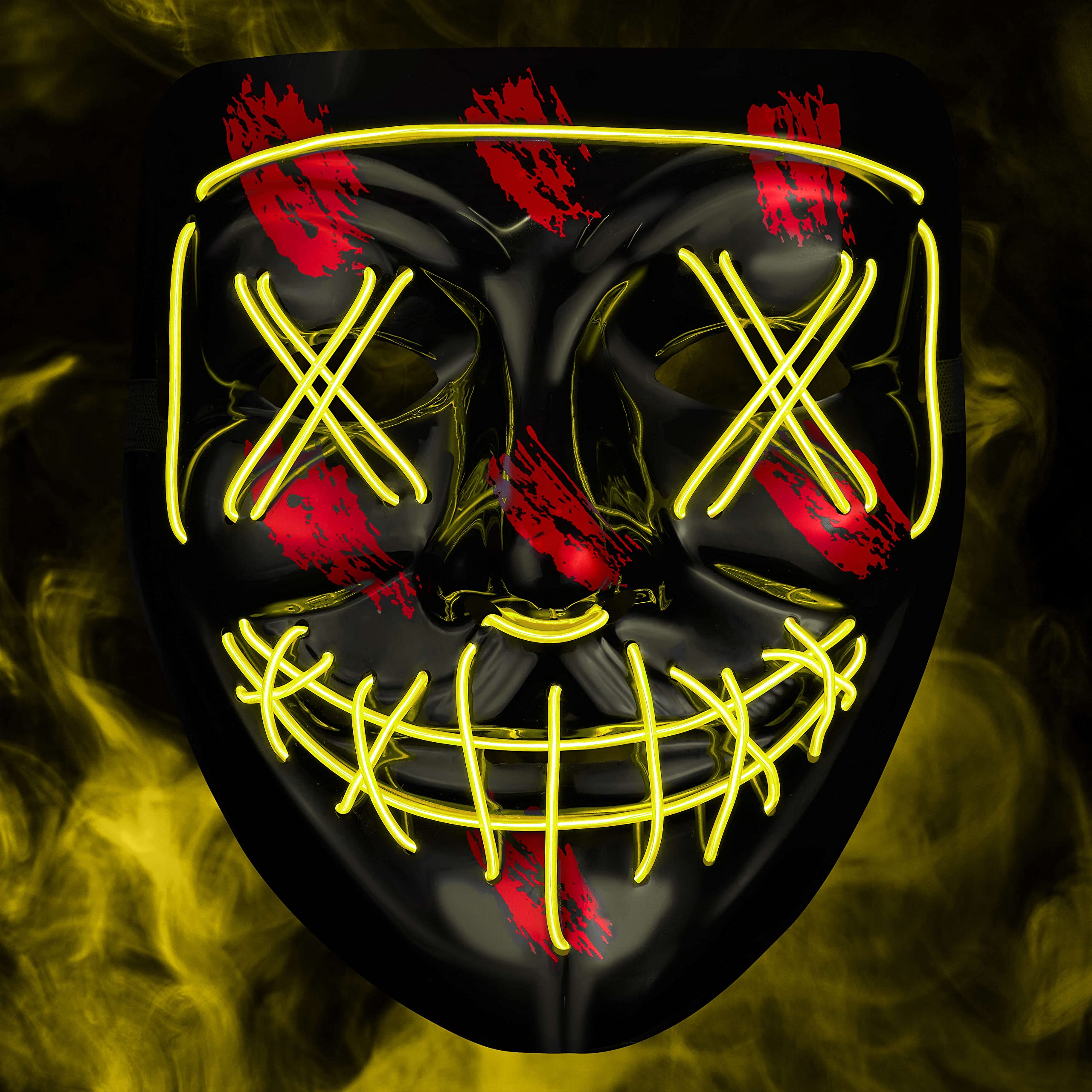 Balinco LED mask with 3 light modes - perfect for techno DJ, Yellow