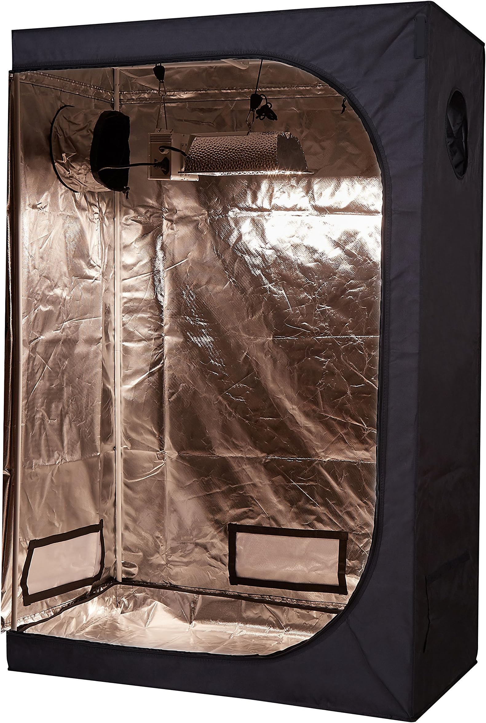 Hongruilite 48''x24''x72'' 600D High Reflective Mylar Hydroponic Grow Tent Dark Room with Removable Floor Tray for Indoor Seedling Plant Growing (48''x24''x72'')