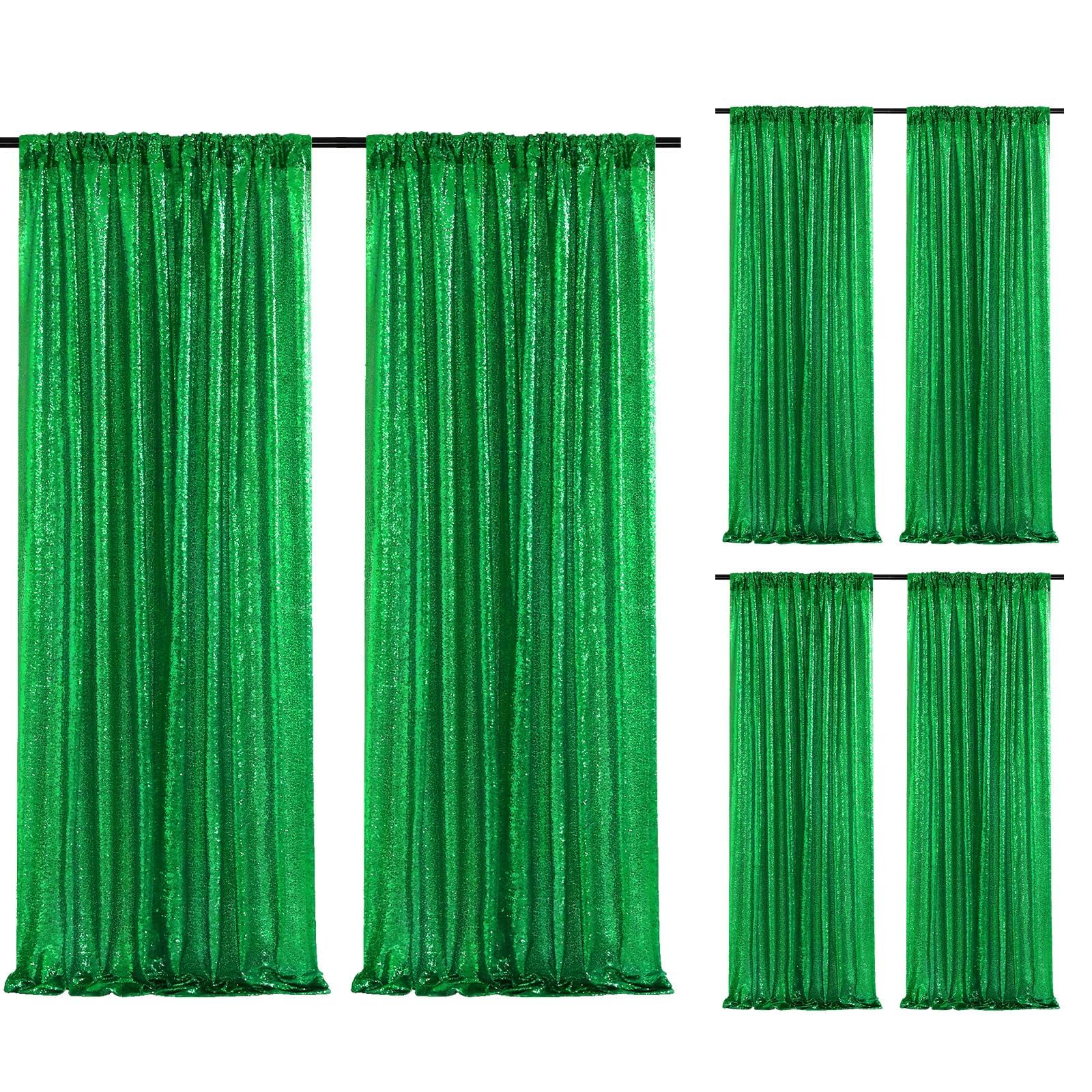 2 Pieces Gold Sequin Backdrop Curtain Panels Stage 2FTx8FT Party Wedding Background Drapes — view 13